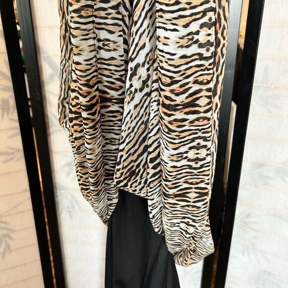 Sami & Jo Black Bodice Fit & Flare Leopard Print Skirt Maxi Dress 1X Mob Wife - Picture 8 of 9